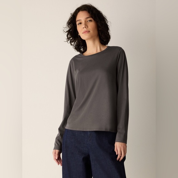 Eileen Fisher Tops - NWT Eileen Fisher Organic Pima Cotton Jersey Long-Sleeve Tee in Rye